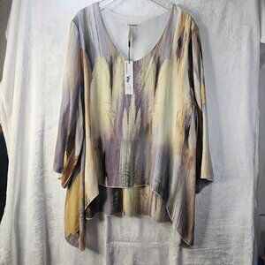 VioletRuby Women Top V-Neck 3/4 Sleeve Multicolor Size XXL Pullover Tunic